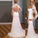 Applique Trumpet/Mermaid Sweep/Brush Train Long V-neck Sleeves Lace Wedding Dresses