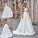 Spaghetti Ruffles Satin A-Line/Princess Sweep/Brush Sleeveless Straps Train Wedding Dresses