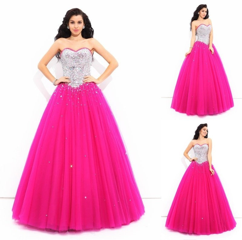 Gown Sleeveless Ball Beading Long Sweetheart Satin Quinceanera Dresses