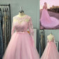 Gown Jewel Long Sleeves Tulle Ball Lace Sweep/Brush Train Dresses