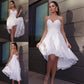 Sleeveless A-Line/Princess Sweetheart Lace Ruffles Asymmetrical Homecoming Dresses