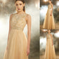 Scoop Beading Sleeveless A-Line/Princess Floor-Length Tulle Dresses