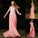 A-Line/Princess Sleeveless V-neck Lace Chiffon Sweep/Brush Train Dresses