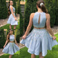 Sleeveless Beading Bateau A-Line/Princess Satin Short/Mini Two Piece Dresses