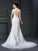 V-neck Sheath/Column Beading Sleeveless Long Lace Wedding Dresses
