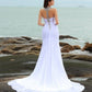 Chiffon Sheath/Column Beading Straps Sleeveless Long Beach Wedding Dresses