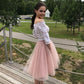 Tulle Lace Sleeves A-Line/Princess Off-the-Shoulder Long Tea-Length Homecoming Dresses