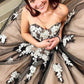Applique Sweetheart Gown Ball Sleeveless Floor-Length Tulle Dresses