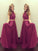 Halter Sleeveless A-Line/Princess Tulle Beading Floor-Length Two Piece Dresses
