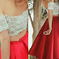 Knee-Length Lace Satin Off-the-Shoulder A-Line/Princess Sleeveless Two Piece Dresses