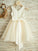 Sleeveless A-Line/Princess Knee-Length Bowknot V-neck Tulle Flower Girl Dresses