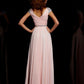 V-neck Ruffles Short Sleeves A-Line/Princess Long Chiffon Dresses