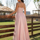 Ruched V-neck A-Line/Princess Sleeveless Floor-Length Dresses
