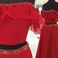 Beading Chiffon Off-the-Shoulder Floor-Length A-Line/Princess Sleeveless Two Piece Dresses