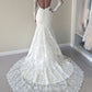 Train Long Trumpet/Mermaid Court Scoop Sleeves Lace Wedding Dresses