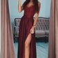 Floor-Length Lace A-Line/Princess Silk Sleeveless V-neck like Satin Dresses