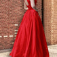 Floor-Length Halter A-Line/Princess Sleeveless Beading Satin Dresses