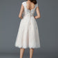 Bateau Knee-Length A-Line/Princess Sleeveless Tulle Wedding Dresses