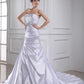 Elastic Beading Strapless Sleeveless Applique Trumpet/Mermaid Woven Satin Wedding Dresses