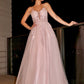 Applique Sleeveless A-Line/Princess Spaghetti Straps Tulle Floor-Length Dresses
