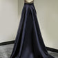 Satin Sleeveless Halter A-Line/Princess Floor-Length Beading Dresses