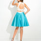 Short Sleeveless A-Line/Princess Satin Beading Jersey Two Piece Dresses