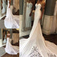 Cathedral Trumpet/Mermaid Applique Train Sleeveless Sweetheart Lace Wedding Dresses