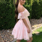 Applique Sleeveless Lace Off-the-Shoulder A-Line/Princess Short/Mini Homecoming Dresses