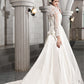 Long Applique Beading Sleeves Long A-Line/Princess Satin Wedding Dresses