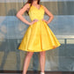Ruffles Satin Sleeveless A-Line/Princess Straps Short/Mini Homecoming Dresses