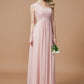 V-neck Ruched Floor-Length Sleeveless A-Line/Princess Chiffon Bridesmaid Dresses