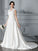 Gown Train Sleeveless Ball V-neck Court Satin Wedding Dresses