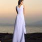 Long V-neck Sleeveless Pleats A-Line/Princess Chiffon Beach Wedding Dresses
