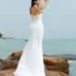 Sheath/Column Chiffon Long Sleeveless Halter Pleats Beach Wedding Dresses