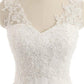 Sleeveless A-Line/Princess Lace Sweep/Brush V-neck Train Chiffon Wedding Dresses