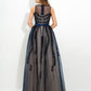 Neck A-Line/Princess Sleeveless Sheer Applique Long Tulle Dresses