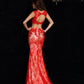 Lace Scoop Sheath/Column Woven Satin Long Elastic Sleeveless Two Piece Dresses