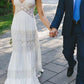 Ruched Short Sleeves V-neck Lace A-Line/Princess Floor-Length Wedding Dresses