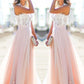 Floor-Length Sleeveless A-Line/Princess Jewel Lace Chiffon Dresses
