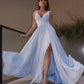 A-Line/Princess V-neck Ruffles Jersey Sleeveless Floor-Length Dresses