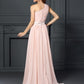 Sleeveless Ruffles One-Shoulder A-Line/Princess Long Chiffon Dresses