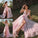 Sleeveless Applique Tulle A-Line/Princess V-neck Sweep/Brush Train Dresses