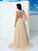 Scoop A-Line/Princess Sleeveless Paillette Long Chiffon Dresses