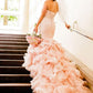 Sweetheart Train Trumpet/Mermaid Ruffles Sleeveless Court Organza Wedding Dresses