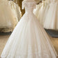 Applique Floor-Length Lace Sleeves Off-the-Shoulder 1/2 Gown Ball Tulle Wedding Dresses