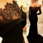 Trumpet/Mermaid Train Lace Sweep/Brush Long Sleeves Off-the-Shoulder Elastic Woven Satin Dresses