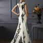 Long of High Neck Short Organza Trumpet/Mermaid Mother Sleeves Applique the Bride Dresses