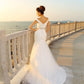 Net Sheath/Column V-neck Long Sleeveless Pleats Beach Wedding Dresses