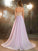 High Sleeveless Sweep/Brush A-Line/Princess Train Neck Crystal Chiffon Dresses