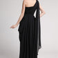 Sheath/Column Long Sleeveless One-Shoulder Beading Chiffon Dresses